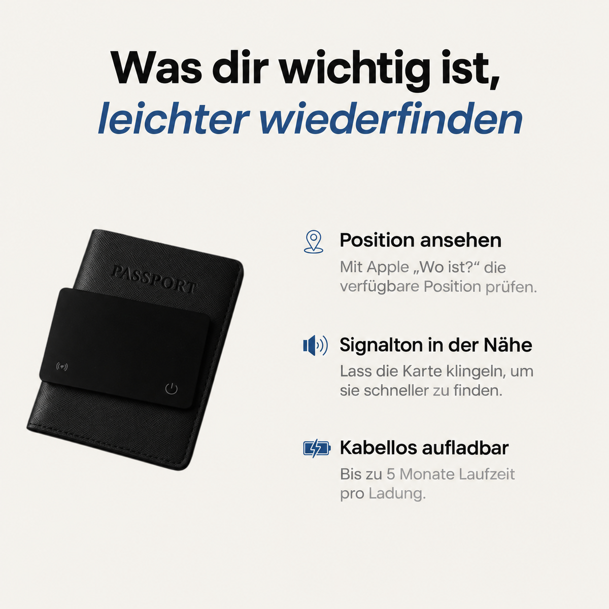 Ortung und Signalton der Tracker-Karte